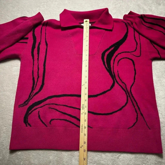 Pink Abstract Design Quarter Zip Pullover Sweater Nine West Women’s Large - Picture 7 of 7